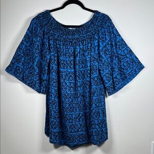 NWT Dezigns by Kamohoalii Haunani Top Blue Kiha 2XL-FLAWED